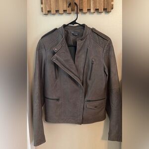 Vince Charcoal Moto Leather Jacket